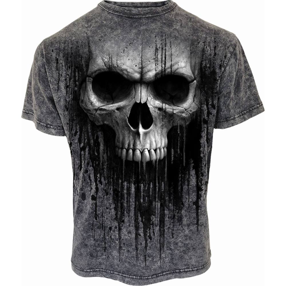 Spiral - ACID SKULL Mens Tshirt - Black/Grey